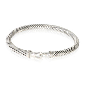 David Yurman Sterling Silver Diamond Cable Buckle Bracelet